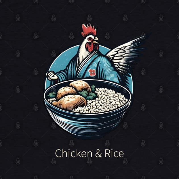 Chicken and Rice Samurai Japan by ThesePrints